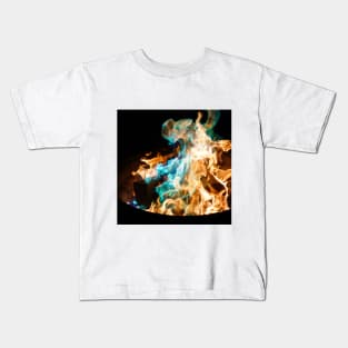 SCENERY 99 - Orange Blue Flame Fire Burning Kids T-Shirt